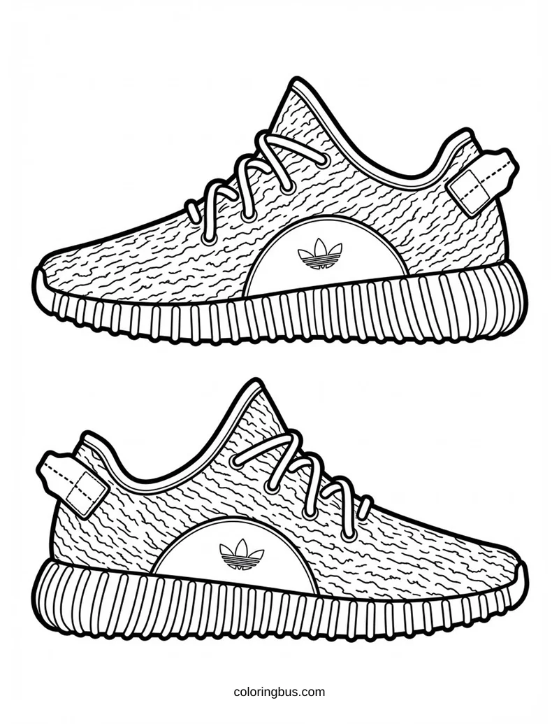 Yeezy x Adidas Running Sneakers — free printable coloring page