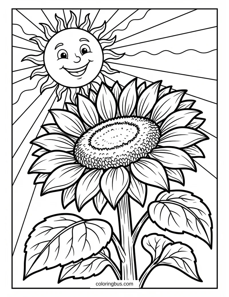 Flower Of Maximilian Sunflower Under The Sun — free printable coloring page
