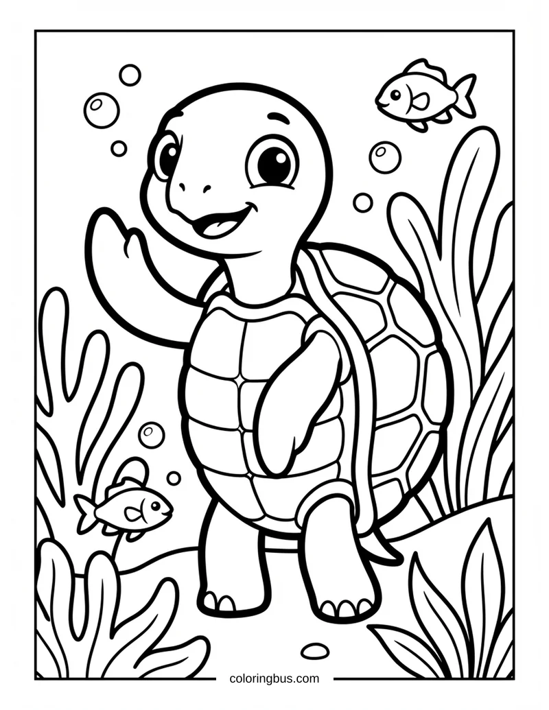 a cute turtle — free printable coloring page