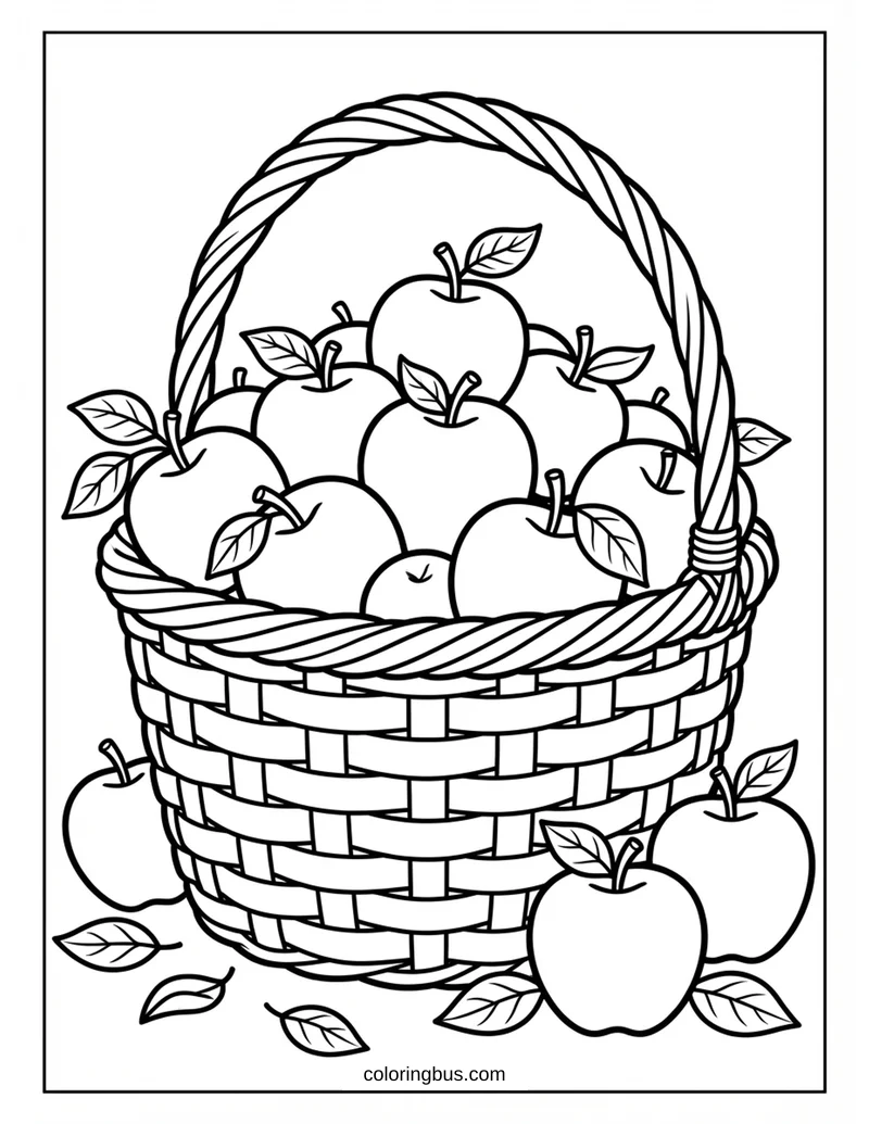 Basket Of Honeycrisp Apples — free printable coloring page