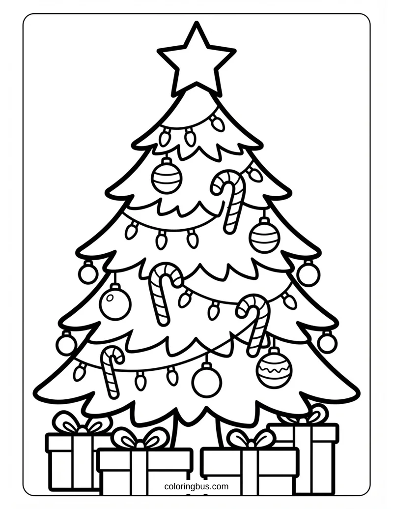 Christmas Tree — free printable coloring page