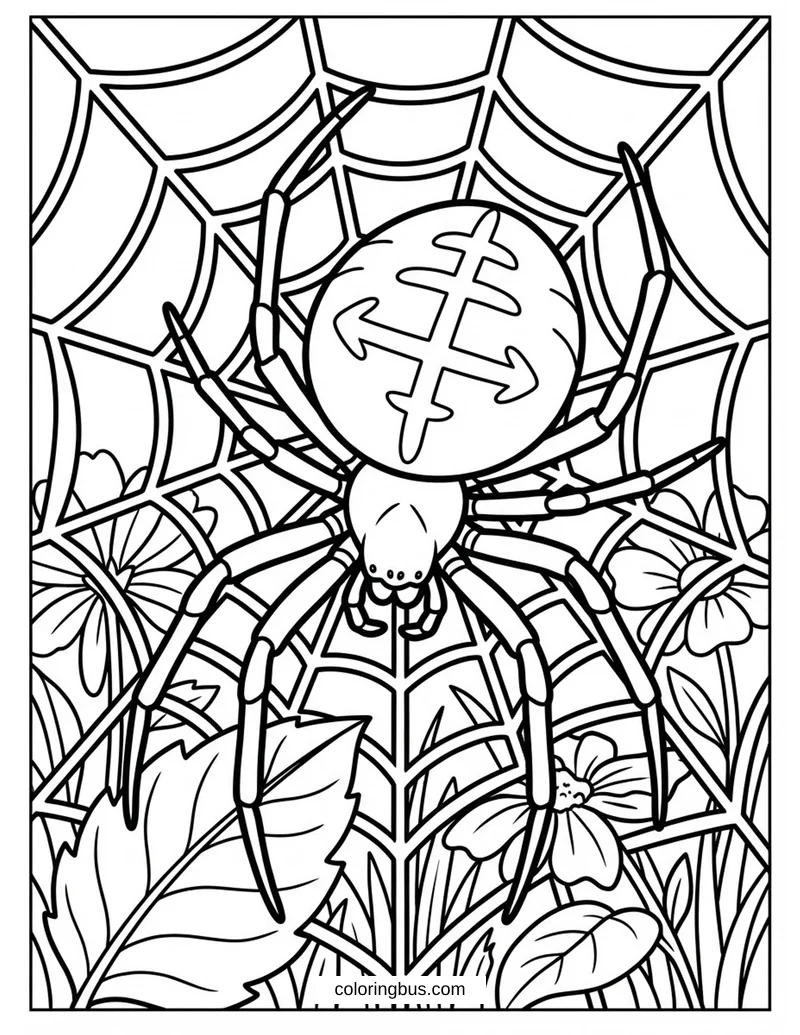 European Garden Spider — free printable coloring page