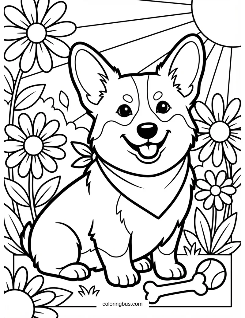 Cute Corgi — free printable coloring page